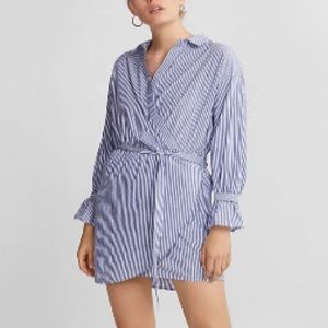 EXPRESS Stripe Collared Mini Dress